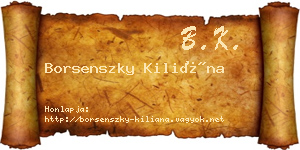 Borsenszky Kiliána névjegykártya